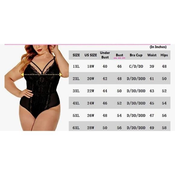 Plus size sheer stretch eyelash lace bodysuit sz 3XL - Picture 13 of 14